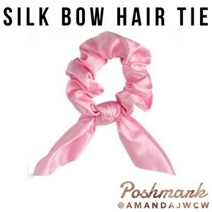 Silk Bow Hair Tie Scrunchie - Pink